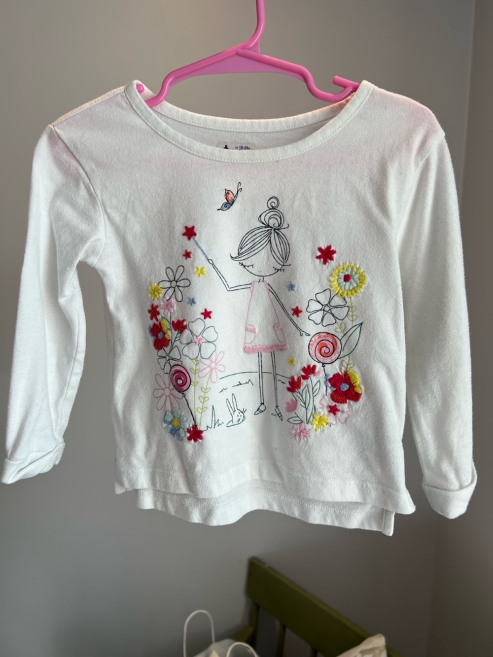 Baby Gap Graphic Embroidered Long Sleeve Tee Shirt Size 18-24M